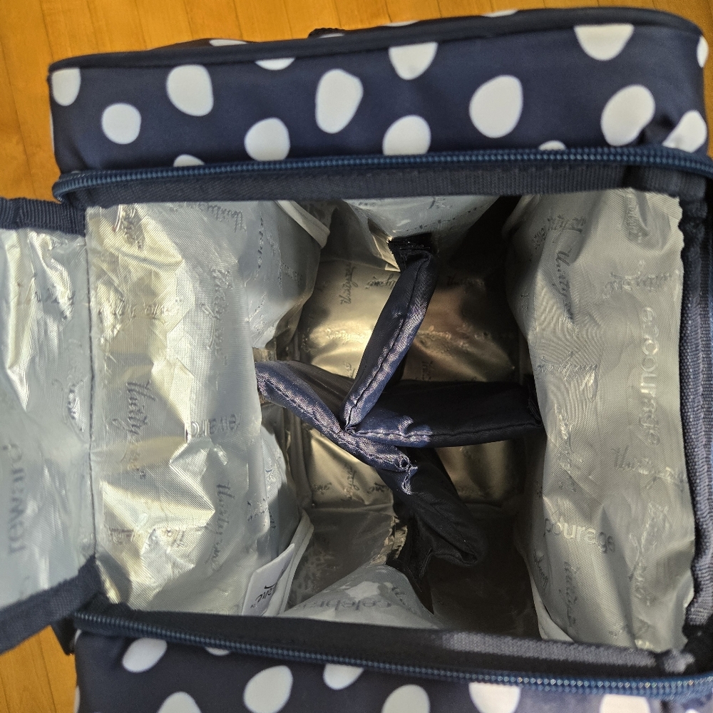 Thirty One Pack & Pour Insulated Picnic Bag Navy/White Polka Dots - Picture 4 of 7